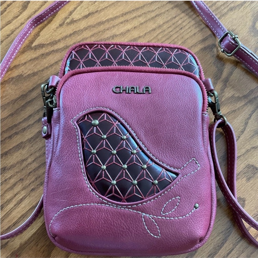 Chala Red Crossbody Bag with Bird Design